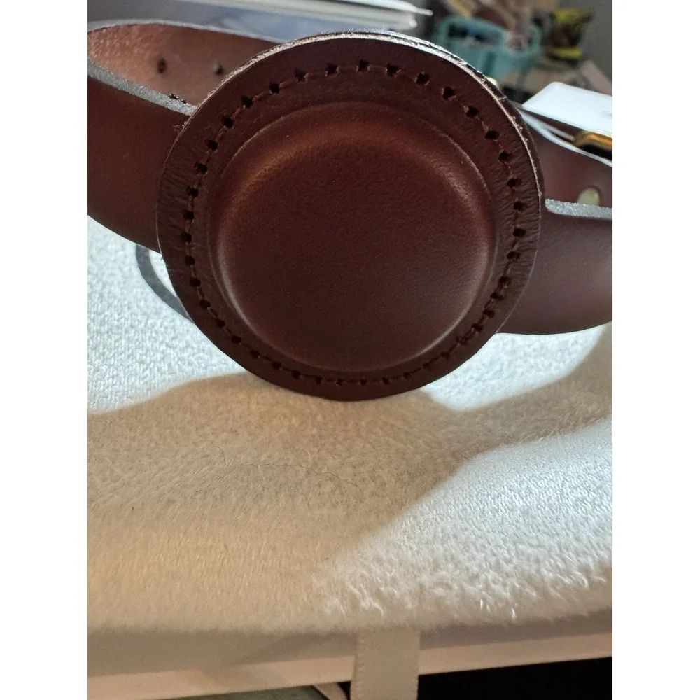 NIP TagLock Genuine Leather Brown Dog Collar AirTag Holder Tracking Buckle